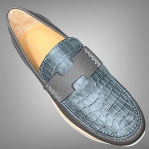Hermes Tarmac Epsom Calf Leather Niloticus Crocodile Moccassins Loafer EU 41